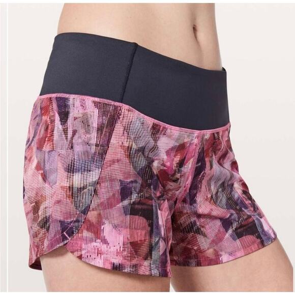 Lululemon Run Times Short II 4" - Sun Dazed Multi Pink / Black | Size 4 - Picture 4 of 11